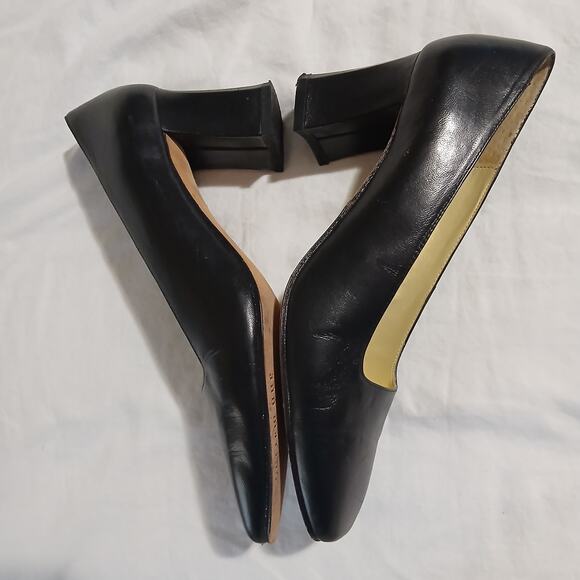 VTG Ann Marino 6 1/2 Black Leather Square-Toe 3" Heel Block Heel Classic - Picture 7 of 14